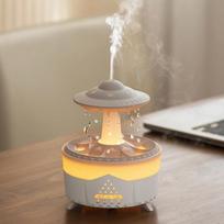 Rain Cloud Air Humidifier Remote Control Raindrop Mushroom Timing Colorful Night Light Oil Diffuser Home Bedroom Gifts 110/220V KR beige