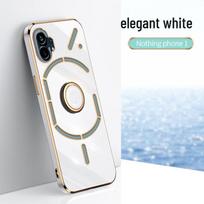 Smūgiams atsparus galvanizuotas silikoninis telefono dėklas su žiedu-laikikliu, skirtas Nothing Phone1 Nothing Phone1 white