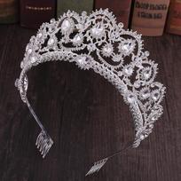 Nauja nuotakos karūna, deimantais inkrustuota aukščiausios klasės krištolinė tiara, vestuviniai aksesuarai, vainiko šukos gray