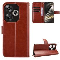Odinis atverčiamas dėklas, skirtas Xiaomi Poco F6 Pro F5 5G X6 X5 M6 Pro 4G C65 apsauginis piniginės kortelės lizdo stovas, atsparus smūgiams laikiklis verslo pilnos apsaugos dangtelis For Poco F6 ruda