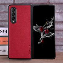 Case for Samsung Galaxy Z Fold 6 coque Luxury textile Leather cover funda for samsung galaxy z fold 6 case capa Z fold 6 raudona