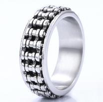 S925 sidabrinis žiedas, unisex motociklo grandinės žiedas 7 white