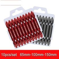 10pcs/set Anti Slip Electric Hex Shank Magnetic 65/100/150mm PH2 Cross Head Screwdriver Bits Hand Tools 65 mm raudona
