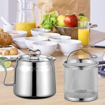 Deep Fryer Set Grease Can Milk Warmer Pot Oil Storage Stainless Steel Filters for Baking 1.5L yellow