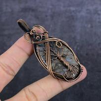 Natural Laguna Lace Agate Gemstone Copper Wire Wrap Jewelry Pendant 3.15  a2H67