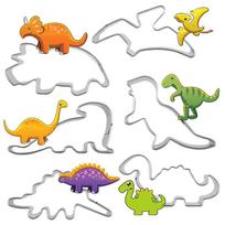 6 vnt nerūdijančio plieno dinozauro formos tešlos sausainių sausainių pjaustyklės torto dekoro forma
