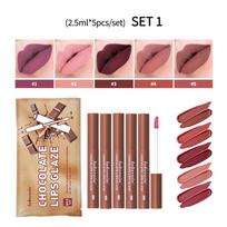 Matte Lip Gloss Set Long-lasting Non-Stick Chocolate Lip Gloss Set Suitable For All Skin Types Perfect Everyday Holiday Gift A