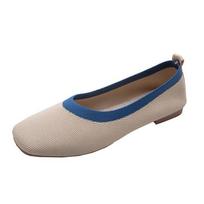 fashion Summer Autumn Flat Heel Shoes Ballet Flats Square Toe Slip On Stretch Cozy Loafers Women Casual Daily Sneaker Anti Skidhj89 35 smėlis