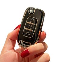 TPU automobilio raktų dėklas, skirtas Renault/Duster/Kadjar/Logan/Sandero/Stepway/Arkana/Captur/Megane Gold Edge-Black