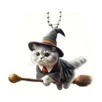 Halloween Wizard Cat Hanging Decoration Home Indoor Christmas Tree Car Rearview Mirror 2D gray