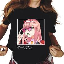 Anime Darling In The Franxx Zero Two Spausdintas Marškinėliai Unisex Madingi Laisvalaikio Gatvės Stiliaus Trumpomis Rankovėmis Unisex Marškinėliai Vasaros Unisex Marškinėliai L
