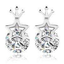 Fashion Pentagram Crown Silver Plated Earrings Princess Star Earrings Women's Earrings Earrings Accessories