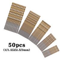 50 vnt. Titanu dengtos tešlos sukimo gręžtuvas Elektrinis grąžtas Gręžimo antgalis Greitaeigis plieninis 1–3 mm Tiesaus koto tešlos sukimo gręžimo įrankių rinkinys One Size auksas