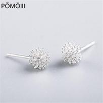 Fashion Jewelry Tiny 7mmX7mm Cute Dandelion Stud Earrings For Girls Kid Lady eh255 white