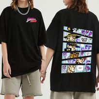 Japanese Anime Jojo Bizarre Adventure T Shirt Unisex Summer Tops Funny Cartoon T-shirt Streetwear Fashion Unisex Graphic Tees Cool Unisex L white