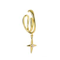 Cuff Earring with Star Dangles for Women, Ear Cuff Non Pierced, Fake Helix Piercing beige