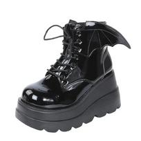 Rudens žiemos mada Moteriški batai su raišteliais Laisvalaikiai Moteriški Retro Moteriški Vandeniui atsparūs Goth Stori Batai 35 black