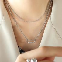 Papuošalas Choker Geometrinis Specialios formos Speciali Ovali Sagtis Dvisluoksnis Sukrautas Raktikaulio Titano Plieno Vėrinys P961