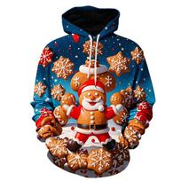 Cute Gingerbread Man Santa Claus Graphic Sweatshirts Casual Boy Pullovers Kids Christmas Gift Tracksuit Cartoon Xmas Hoody S