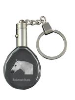Boulonnais arklys - pakabukas su arklio nuotrauka, krištolinis raktų pakabukas dovanų dėžutėje, unikali dovana nuo Art-Dog prekės ženklo skaidri