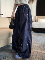 Korean Fashion Y2k Baggy Pants Women Vintage Wide Leg Chic Pleated Cargo Trousers New Casual Oversized Streetwear Clothing Summer S tamsiai mėlyna