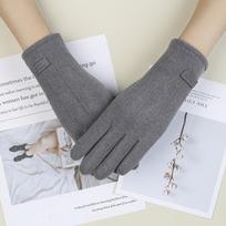 1 pora žiemos moterų palaiko šilumą jutiklinis ekranas Elegantiškos paprastos kašmyro pirštinės elastingumas, sutirštintos minkštos pilka spalva