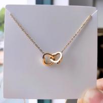 Dvigubos širdelės karoliai moterims Nerūdijančio plieno pakabukas Auksinė grandinėlė Choker'iai Širdelės formos karoliai Vestuviniai papuošalai Dovana Femme 45cm gray
