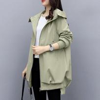 Spring Autumn Women's Jacket Long Sleeve Casual Windbreaker Female Hooded Overcoat Loose Basic Coats Lady Outwear Black XXL ruda