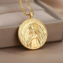 Vintažiniai zodiako karoliai moterims Auksinis nerūdijančio plieno žvaigždynas Vandenis Žuvys Liūtas Grandinė Choker Kaklo papuošalas Goth Juvelyrika Dovana 45cm
