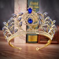 Baroko prabanga Didelis krištolinis lapas Nuotakos tiaros Karūnos Diademos Konkursų Promo Cirkonio Šydo tiara Galvos juosta Vestuviniai plaukų aksesuarai Approximately 14cm brown