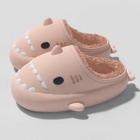 fashion Shevalues Plush Shark Slippers Women Men Winter Warm Furry  Cotton Slides Cartoon Non-Slip Home Shoes Waterproof Outdoor Shoes 36-37(22.5-23cm)
