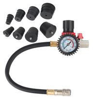 Automobilio turbokompresoriaus sistemos nuotėkio testeris 90psi/6bar 9vnt./komplektas 1-3/8'' 35mm iki 3-1/2'' 90mm adapteriai su manometru Automobilio priežiūros įrankis juoda