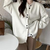GMXIA Loose Soft Waxy Lazy Wind Knit Cardigan Women's Autumn and Winter Sweater Coat Design One size
