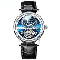 Vyriški laikrodžiai Automatinis mechaninis laikrodis Tuščiaviduris šviečiantis skeletas Tourbillon laikrodžiai vyrams Automatinis juoda/mėlyna