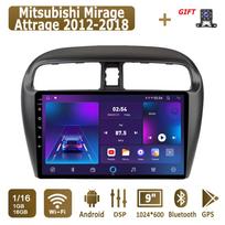 Android automobilio radijas Mitsubishi Mirage Attrage 2012-2018 m. Multimedia grotuvas Pagrindinis blokas Stereo GPS navigacija BT WIFI 1+16GB 1+16GB black