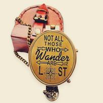 Compass Not All Those Who Wander Are Lost Slogan Engraved Compass, Brass Compass, Marine Compass