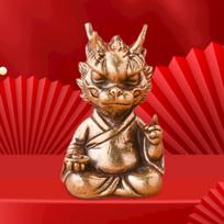 Chinese Feng Shui Dragon Brass Statue Desktop Ornament Vintage Retro Miniature Figurine for Office brown