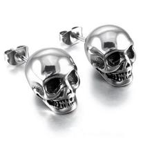 Punk retro cinko lydinio kaukolės auskarai tamsaus dizaino Helovino asmenybės auskarai unisex auskarai gray