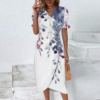 Paplūdimio suknelės moterims Pavasarį Vasarą Elegantiška apvyniojama V kaklo Boho suknelė Flowy Ruched Havajų Maxi suknelė XXL mėlyna