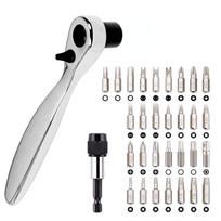 32 in 1 Ratchet Screwdriver Set Right Angle Offset 1/4  High Torque Ratchet Handle Mini Small Wrench Manual Repair Tool Kit white