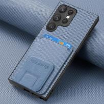 Anglies pluošto stovas telefono dėklas Samsung Galaxy S23 FE S22 S24 Ultra Plus A15 A25 A24 A35 A05 A05S piniginė su kortelių laikikliu Galaxy S24 Ultra mėlyna
