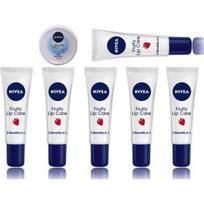 NIVEA Fruity lip balm set of 6 * 10 gm with 25 ml soft cream vitamin E fruity (Pack of: 7, 85 g) white