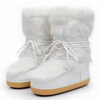 2024 Winter Snow Boots for Women Rabbit Fur Snow Boots Platform Lace-up Fluffy Furry Fur Ski Boots Female Warm Cotton Boots 35-36
