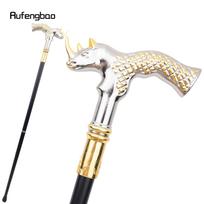 Auksinė Baltojo raganosio galva Mada Vaikščiojimo lazda Dekoratyvinė lazda Cosplay Vintažinis vakarėlis Madinga vaikščiojimo lazda Krozierius 91cm white