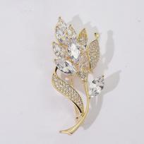 Tulip Brooch High-End Femininity Luxury Pin Suit Sweater Vintage Exquisite Corsage New Year'S Tide white