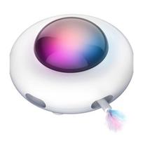 Interaktyvus automatinis katės žaislas išmanusis anonsas UFO naminių gyvūnėlių patefonas gaudyti treniruočių žaislai, USB įkraunamas katės anonsas, keičiama plunksna balta