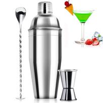 3 dalių kokteilių plaktuvų rinkinys, 24 oz Martini plaktuvas su įmontuotu sieteliu, Margarita nerūdijančio plieno gėrimų plaktuvas