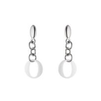 Boucles d'oreilles - Acacia - Argent Massif Rhodié 925 - Céramique Blanche - Système Poussettes - Femme