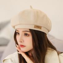 Beret Women's Autumn Winter Retro Thousand Bird Pattern Versatile Hat Fashion Plaque Painter's Hat One size