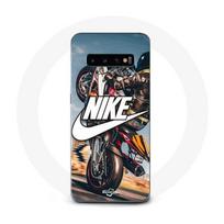 Case - MANIACASE - Samsung Galaxy S10 Plus - White - Flexible - Nike logo, Motorcycle wheel balta